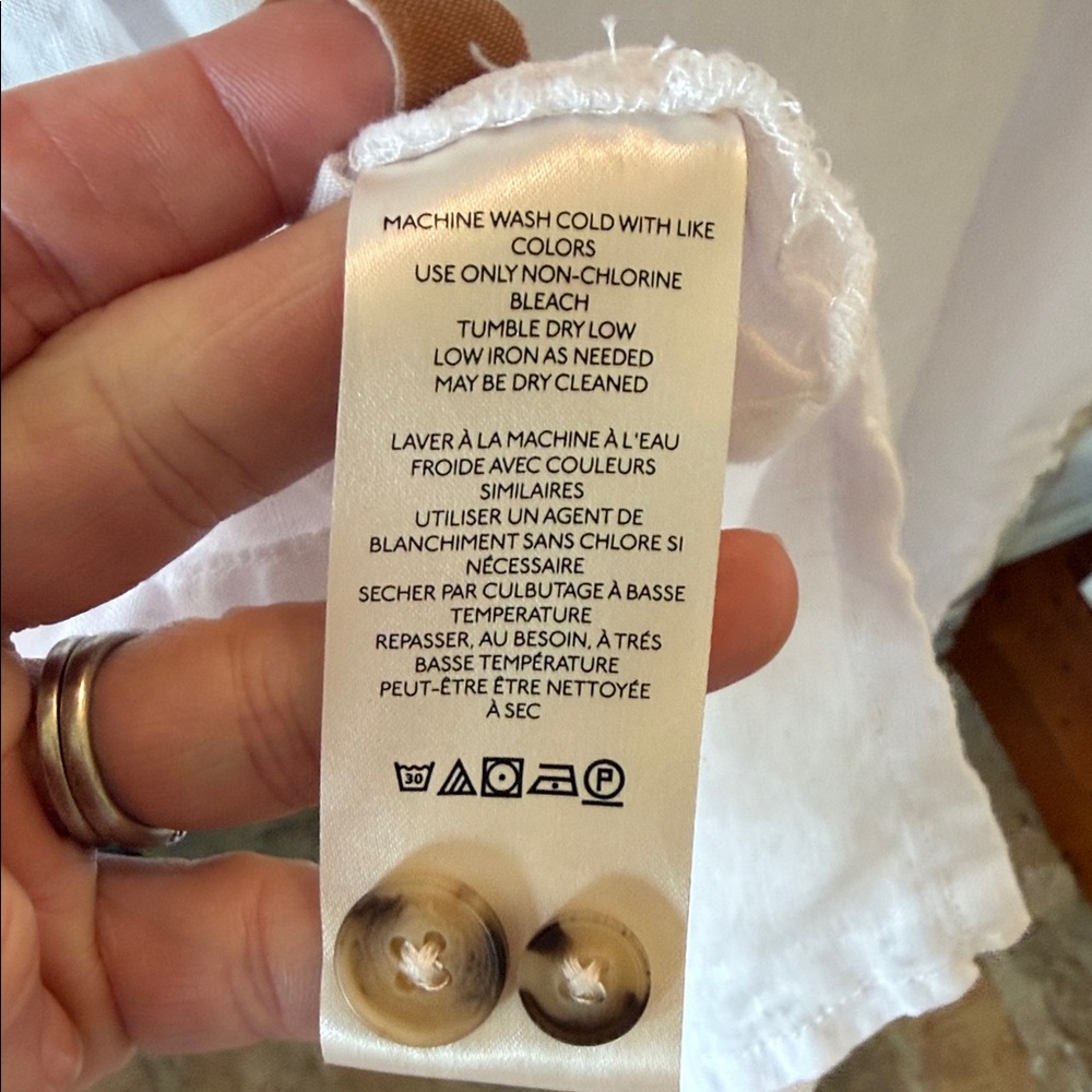 Pilcro 100% linen White Button-Up Linen Shirt size Large - Picture 6 of 6